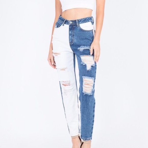 The Wild Clover Denim - DOUBLE TAKE COLOR BLOCK DENIM JEANS